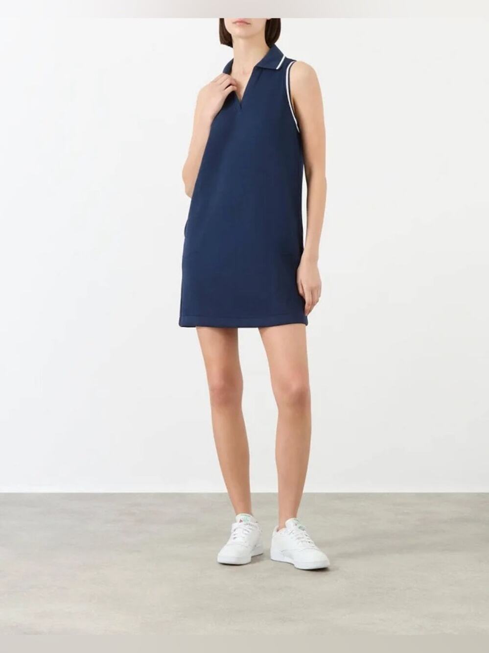 SPANX AirEssentials Pique Polo Tank Dress Navy Blue Size Large Golfcore Preppy